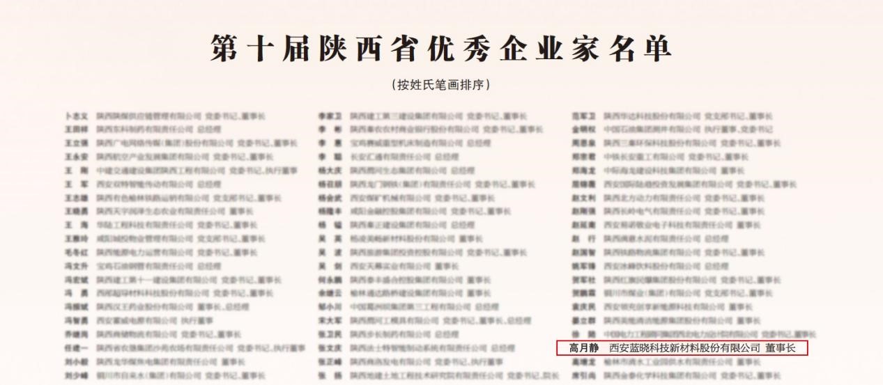 藍(lán)曉科技入選“陜西省民營企業(yè)50強(qiáng)”，董事長高月靜獲評“陜西省優(yōu)秀企業(yè)家”
